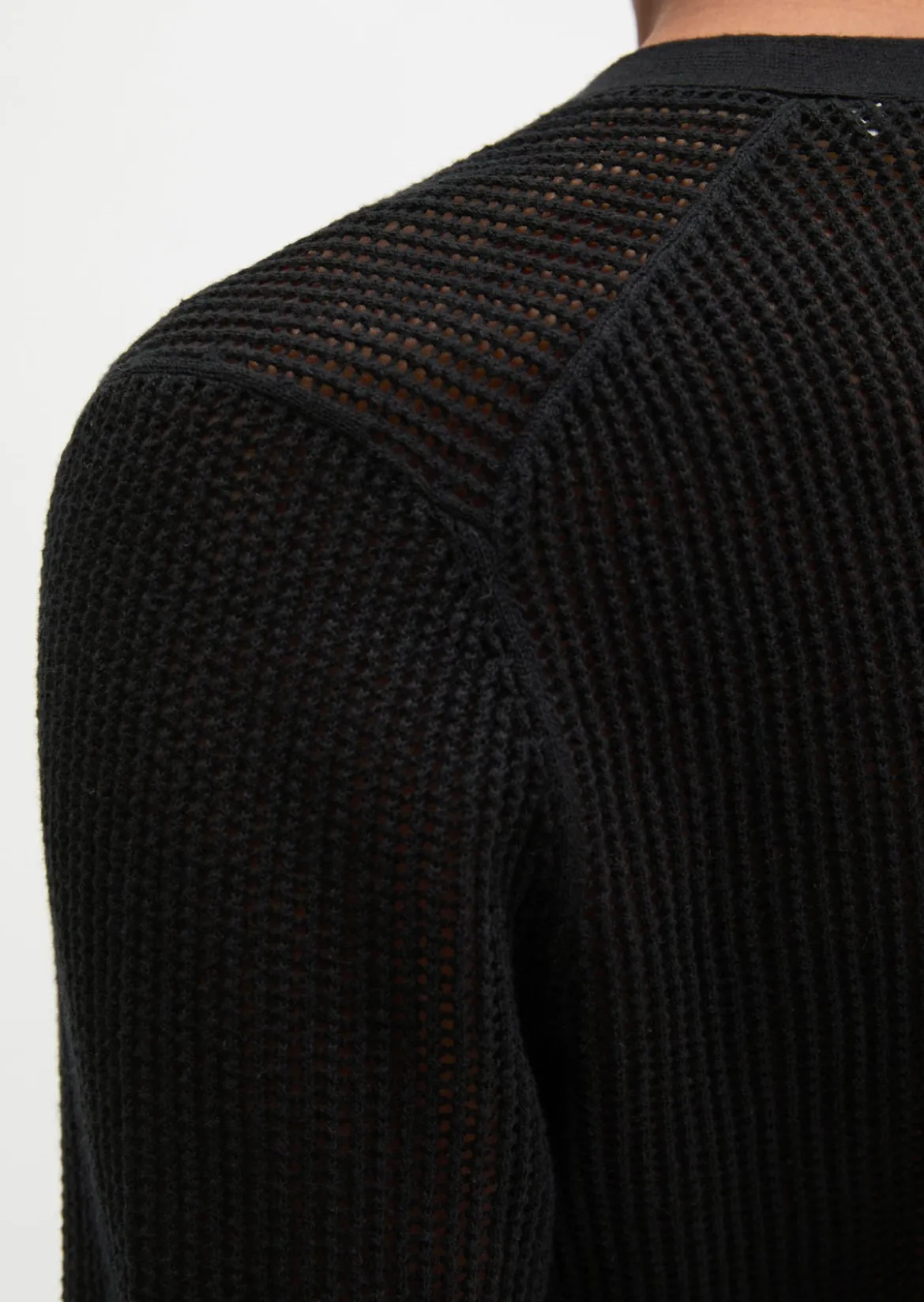 Ajour-Cardigan regular aus Baumwolle-Leinen-Slub-Garn