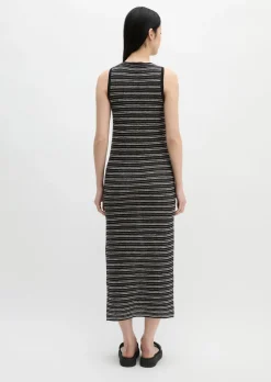 Ajour-Kleid slim aus Baumwolle-Leinen-Mix