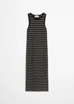 Ajour-Kleid slim aus Baumwolle-Leinen-Mix