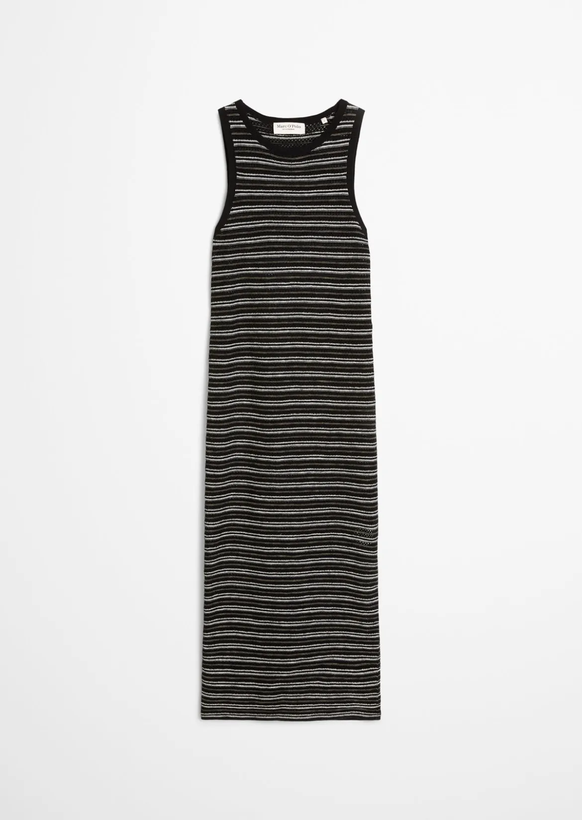 Ajour-Kleid slim aus Baumwolle-Leinen-Mix