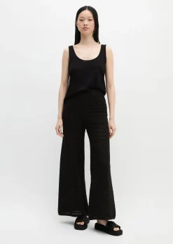 Ajour-Pants wide aus Baumwolle-Leinen-Mix