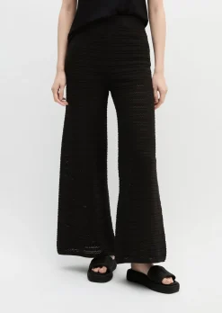 Ajour-Pants wide aus Baumwolle-Leinen-Mix