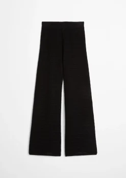 Ajour-Pants wide aus Baumwolle-Leinen-Mix