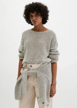 Ajour-Pullover loose aus Bio-Baumwolle-Mix