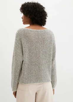 Ajour-Pullover loose aus Bio-Baumwolle-Mix