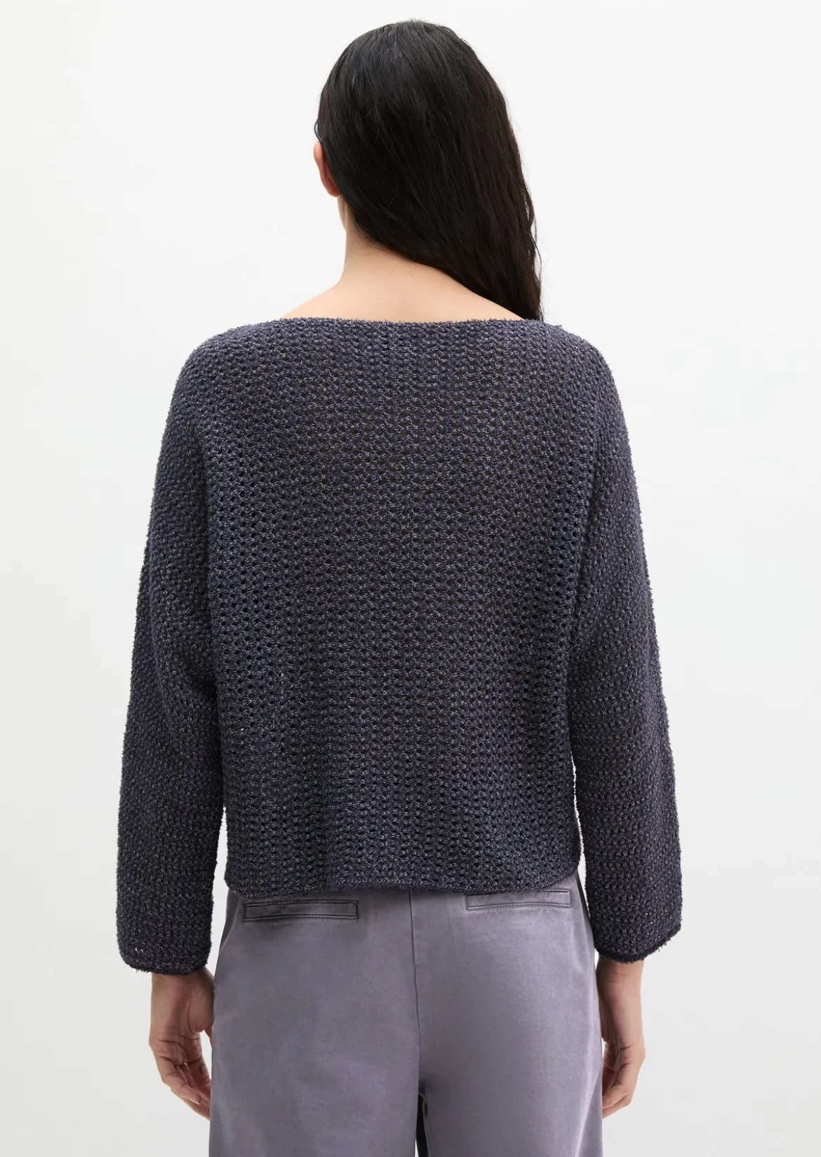 Ajour-Pullover loose aus Bio-Baumwolle-Mix