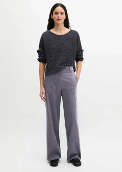 Ajour-Pullover loose aus Bio-Baumwolle-Mix