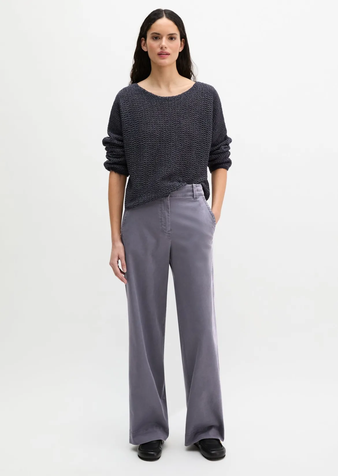 Ajour-Pullover loose aus Bio-Baumwolle-Mix