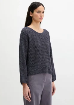 Ajour-Pullover loose aus Bio-Baumwolle-Mix