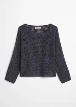 Ajour-Pullover loose aus Bio-Baumwolle-Mix