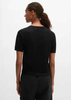 Ajour-Pullover regular aus Baumwolle-Leinen-Slub-Garn