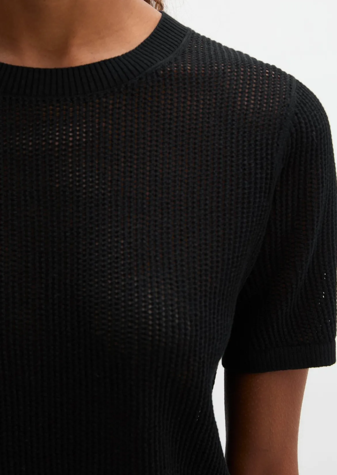 Ajour-Pullover regular aus Baumwolle-Leinen-Slub-Garn