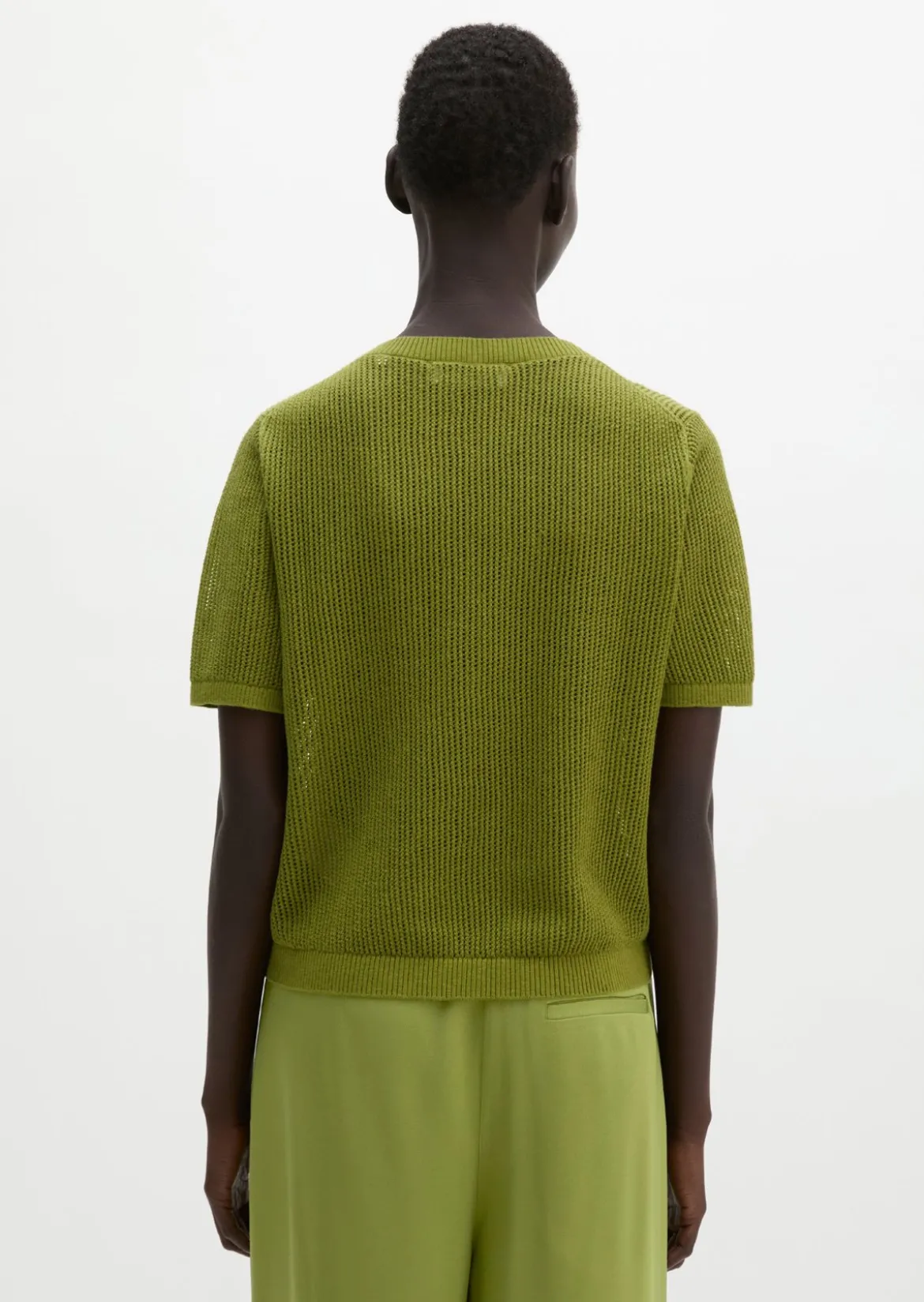 Ajour-Pullover regular aus Baumwolle-Leinen-Slub-Garn