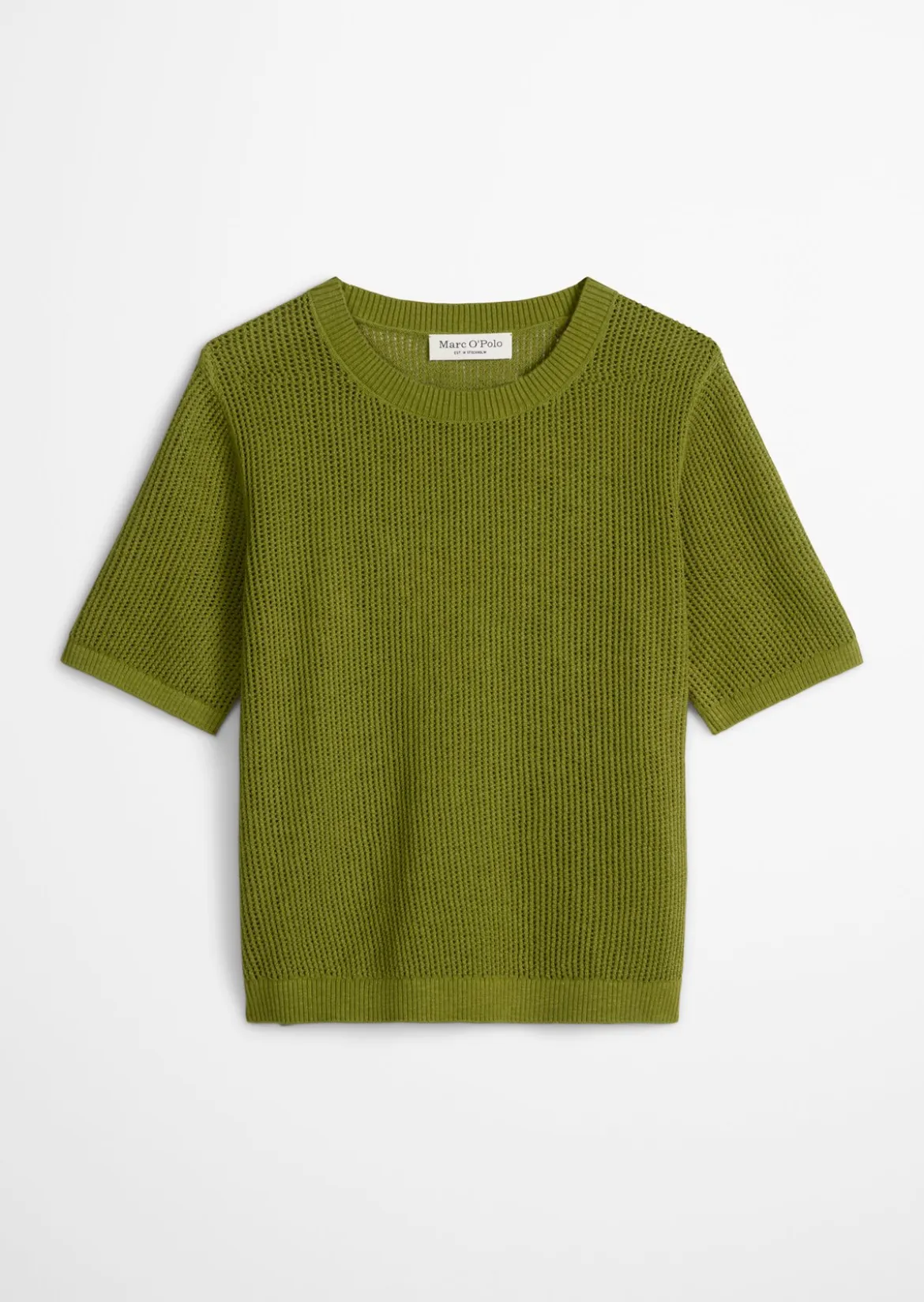Ajour-Pullover regular aus Baumwolle-Leinen-Slub-Garn