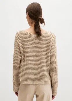 Ajour-Pullover relaxed aus Bio-Baumwolle-Leinen-Mix