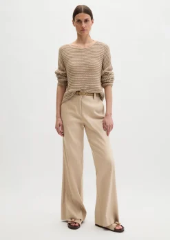 Ajour-Pullover relaxed aus Bio-Baumwolle-Leinen-Mix