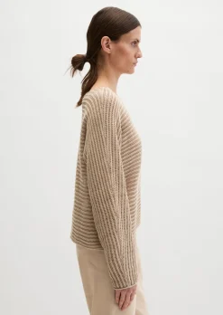 Ajour-Pullover relaxed aus Bio-Baumwolle-Leinen-Mix