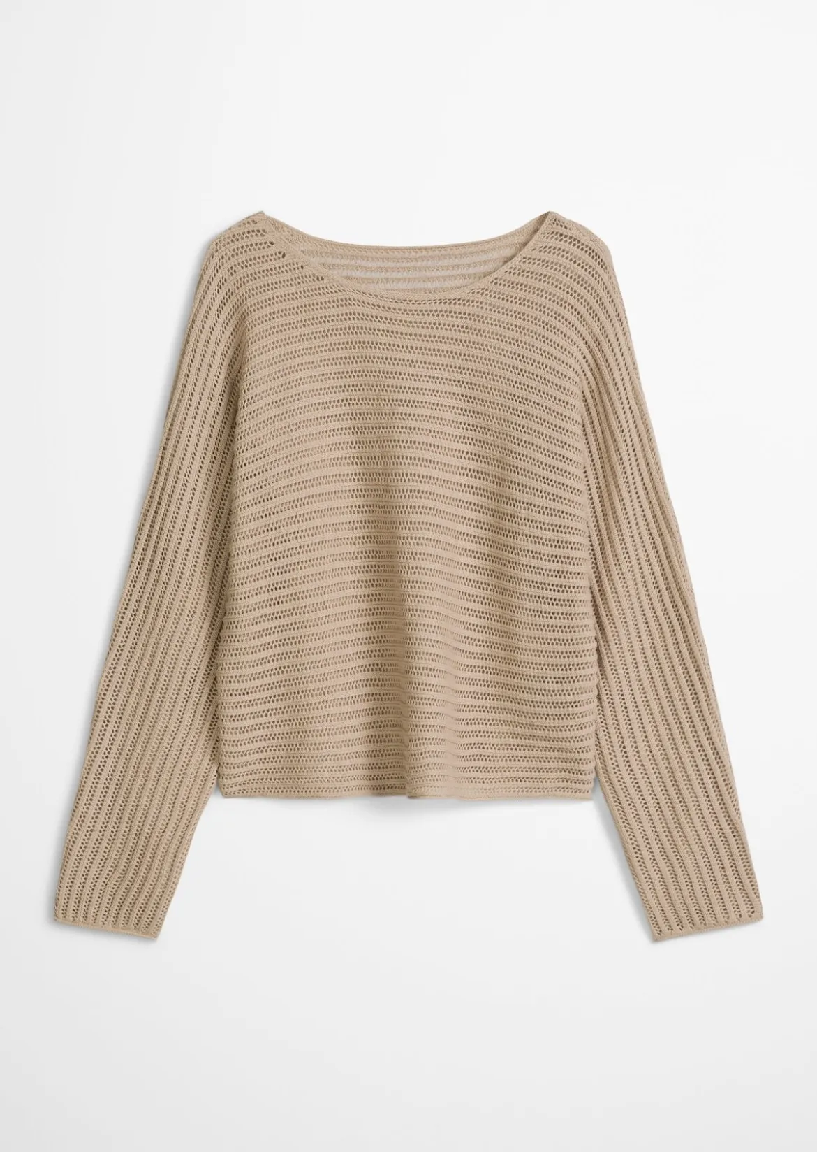 Ajour-Pullover relaxed aus Bio-Baumwolle-Leinen-Mix