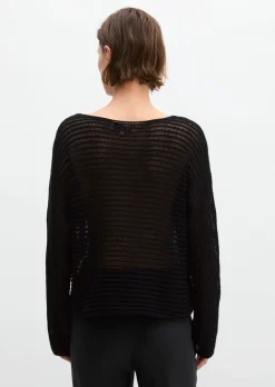 Ajour-Pullover relaxed aus Bio-Baumwolle-Leinen-Mix