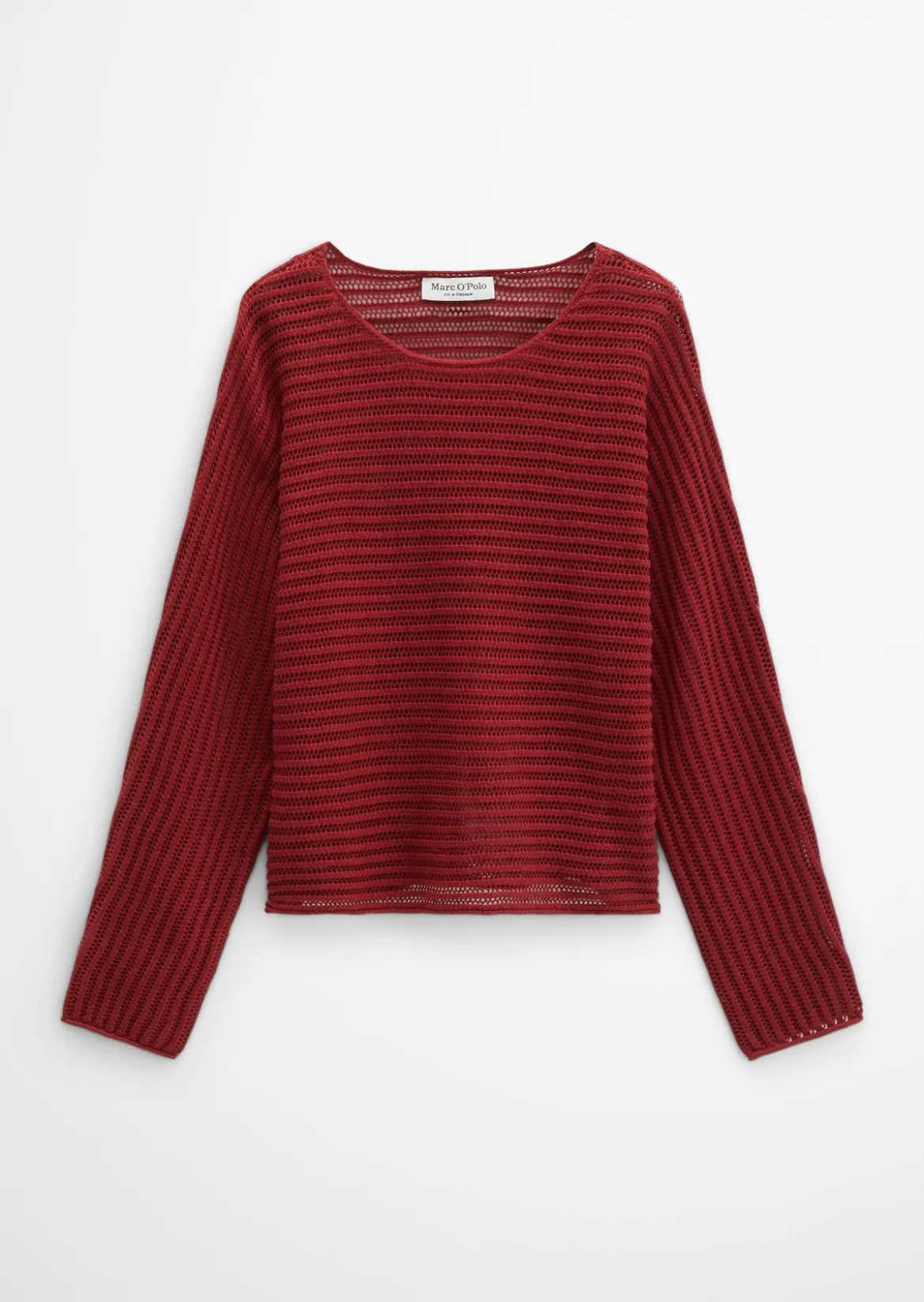 Ajour-Pullover relaxed aus Bio-Baumwolle-Leinen-Mix