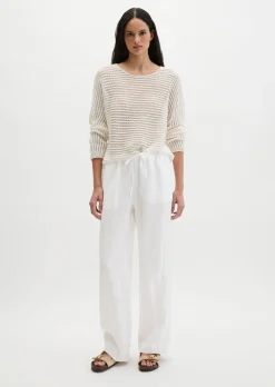 Ajour-Pullover relaxed aus Bio-Baumwolle-Leinen-Mix