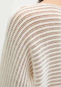 Ajour-Pullover relaxed aus Bio-Baumwolle-Leinen-Mix