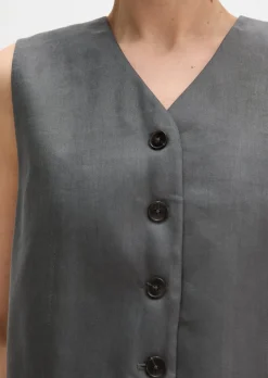 Anzugweste cropped aus Viskose-Leinen-Stretch