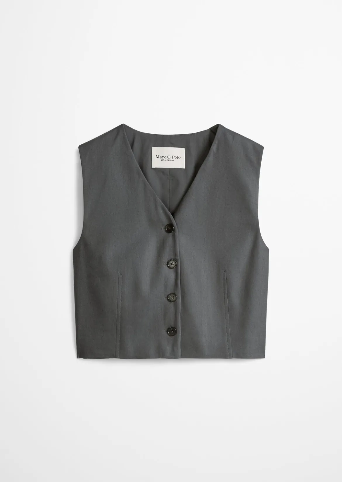 Anzugweste cropped aus Viskose-Leinen-Stretch