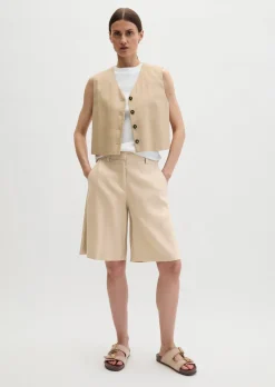 Anzugweste cropped aus Viskose-Leinen-Stretch