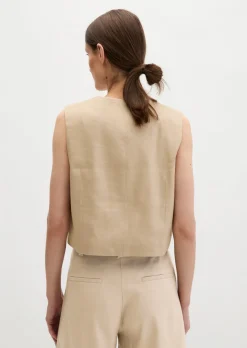 Anzugweste cropped aus Viskose-Leinen-Stretch