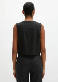 Anzugweste cropped aus Viskose-Leinen-Stretch
