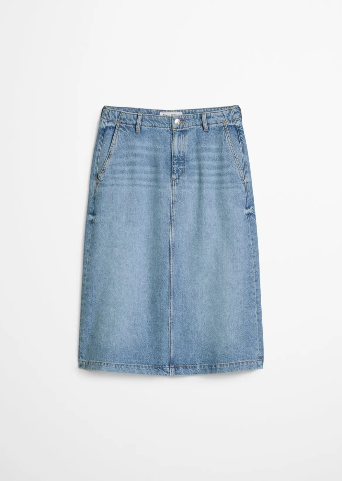 Ausgestellter Midi-Jeansrock aus Lyocell-Leinen-Baumwolle-Mix