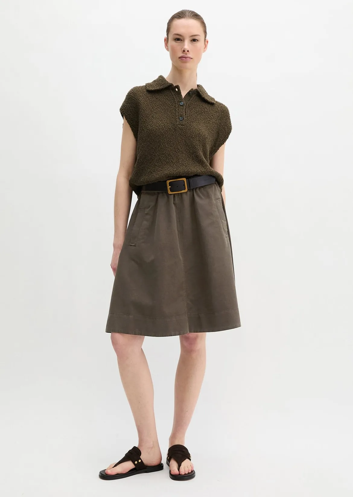 Ausgestellter Rock aus Organic Cotton-Lyocell-Leinen-Mix