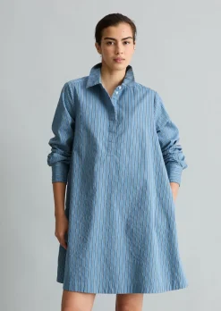 Ausgestelltes Streifenkleid aus Organic Cotton-Lyocell-Mix