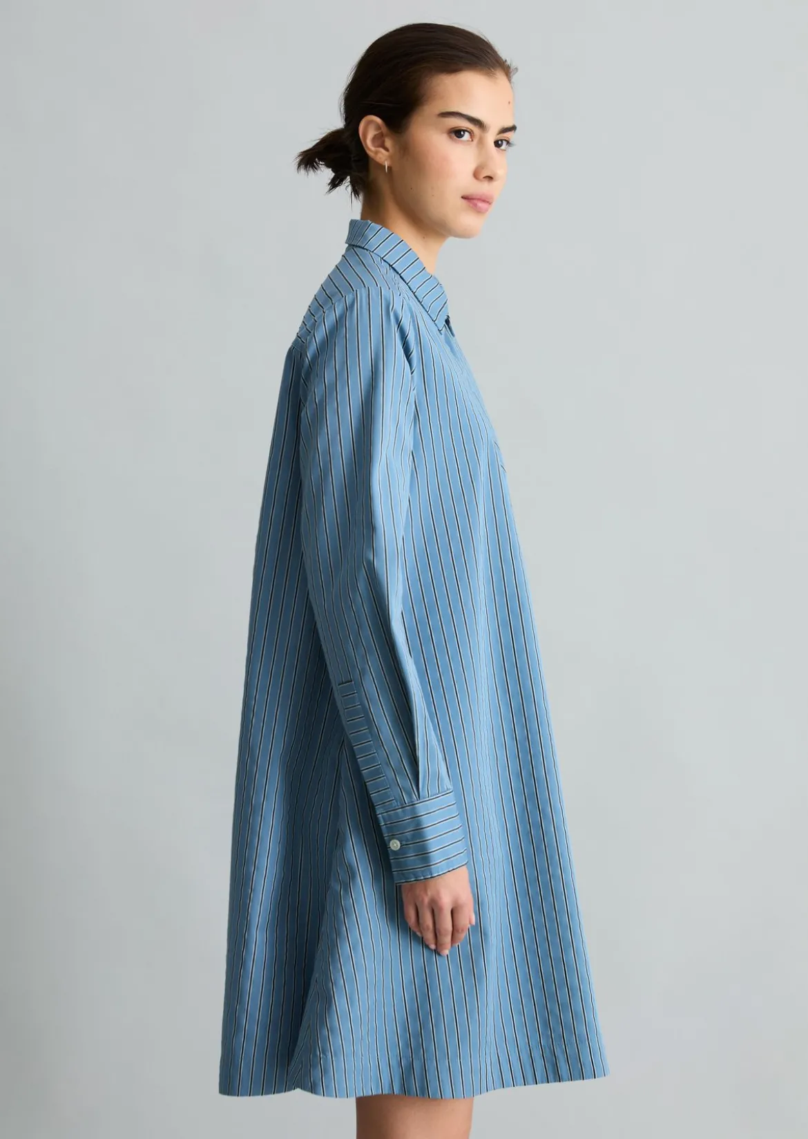 Ausgestelltes Streifenkleid aus Organic Cotton-Lyocell-Mix