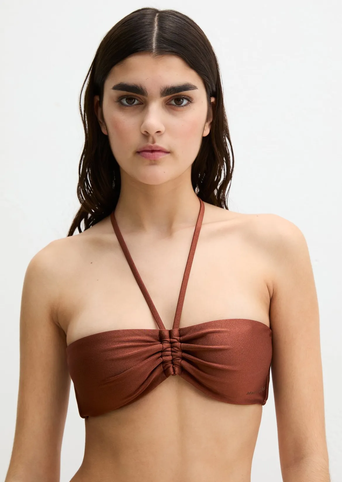 Bandeau-Bikini-Top mit Beads-Details