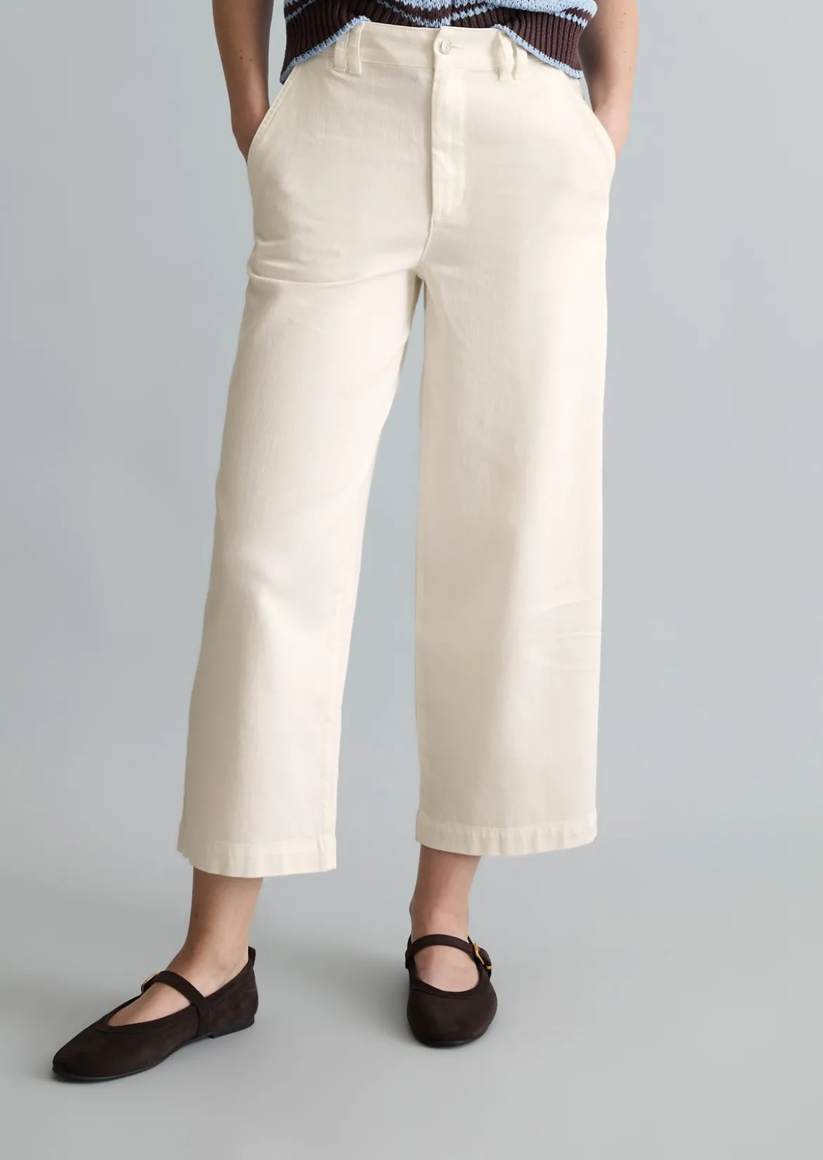 Barrel Pants cropped aus Organic-Cotton-Lyocell-Stretch