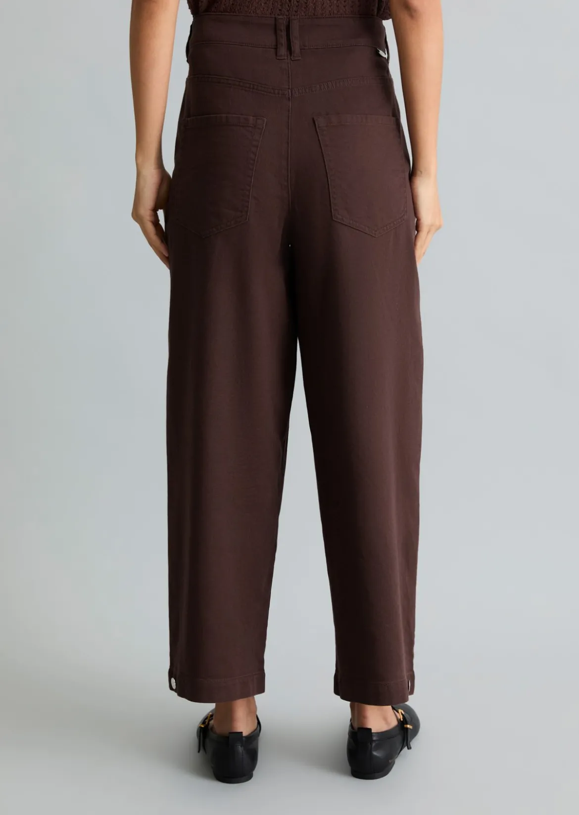 Barrel Pants cropped aus Organic-Cotton-Lyocell-Stretch