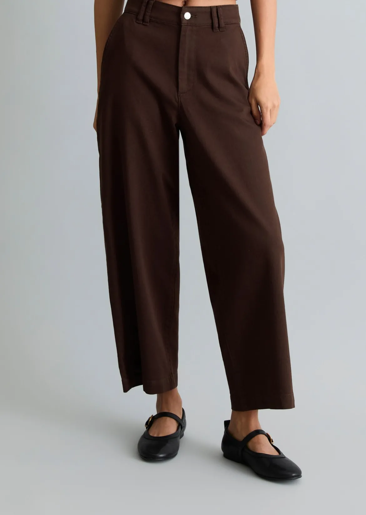 Barrel Pants cropped aus Organic-Cotton-Lyocell-Stretch