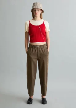 Barrel-Pants cropped aus Organic-Cotton-Lyocell-Twill