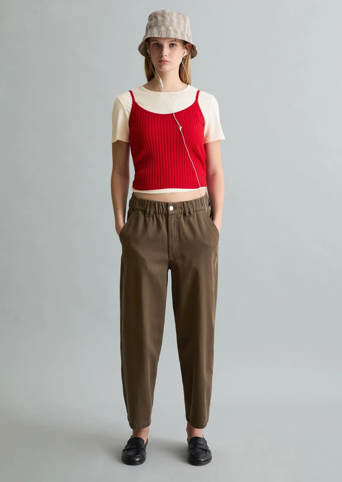 Barrel-Pants cropped aus Organic-Cotton-Lyocell-Twill