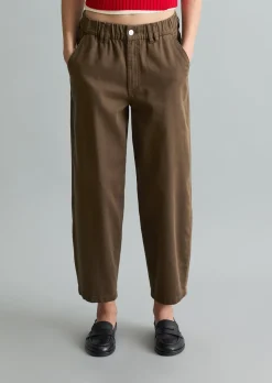 Barrel-Pants cropped aus Organic-Cotton-Lyocell-Twill