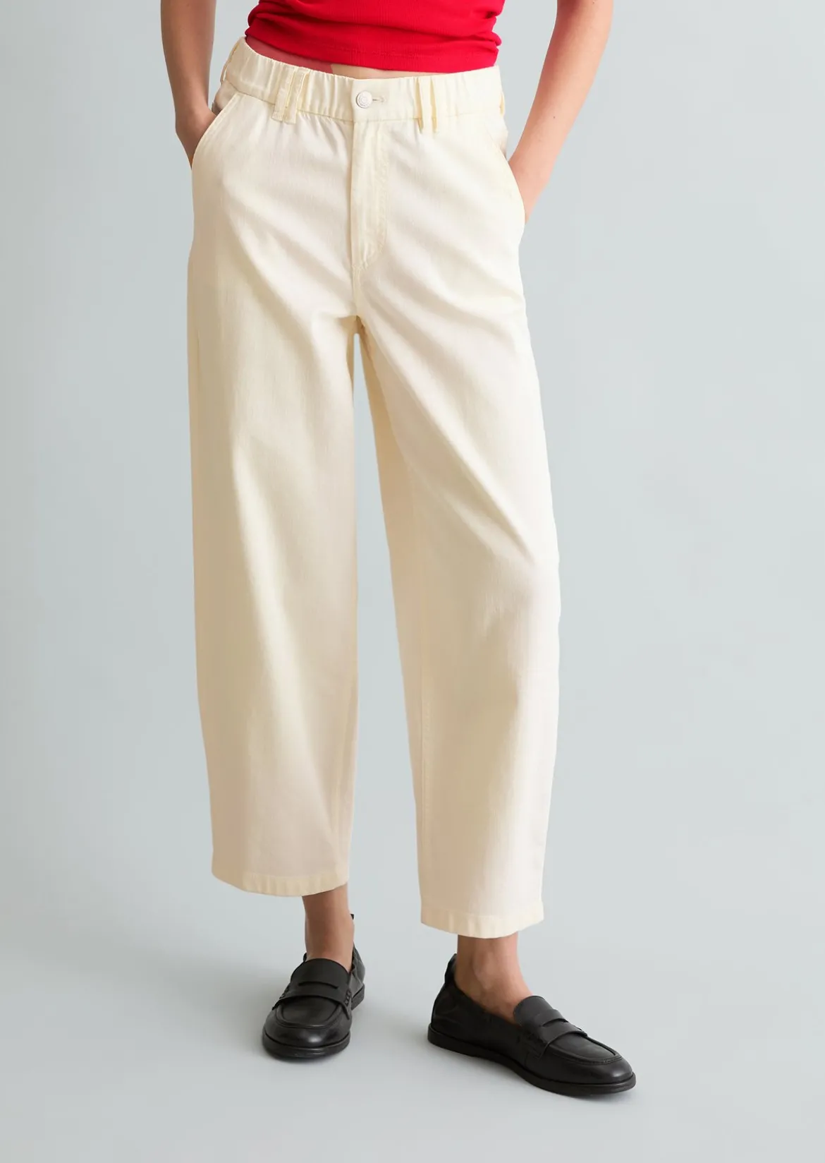 Barrel-Pants cropped aus Organic-Cotton-Lyocell-Twill