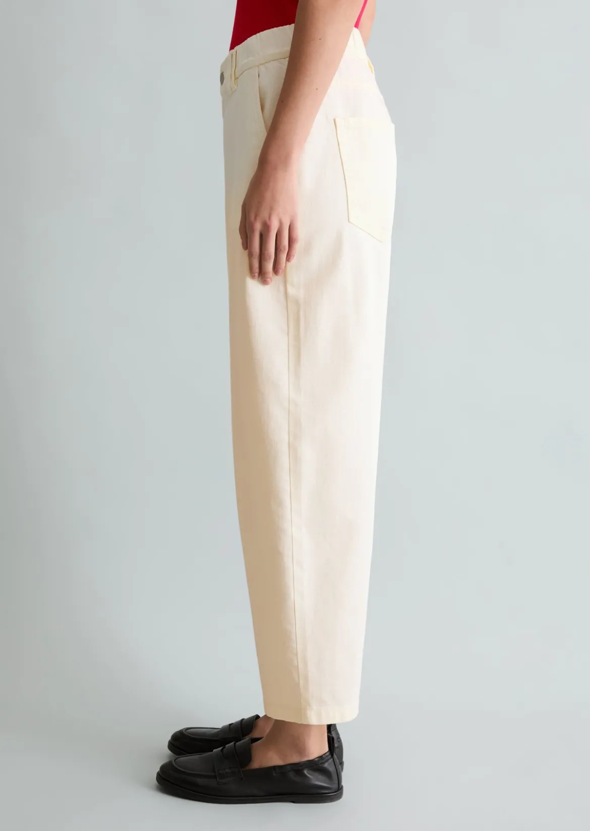 Barrel-Pants cropped aus Organic-Cotton-Lyocell-Twill