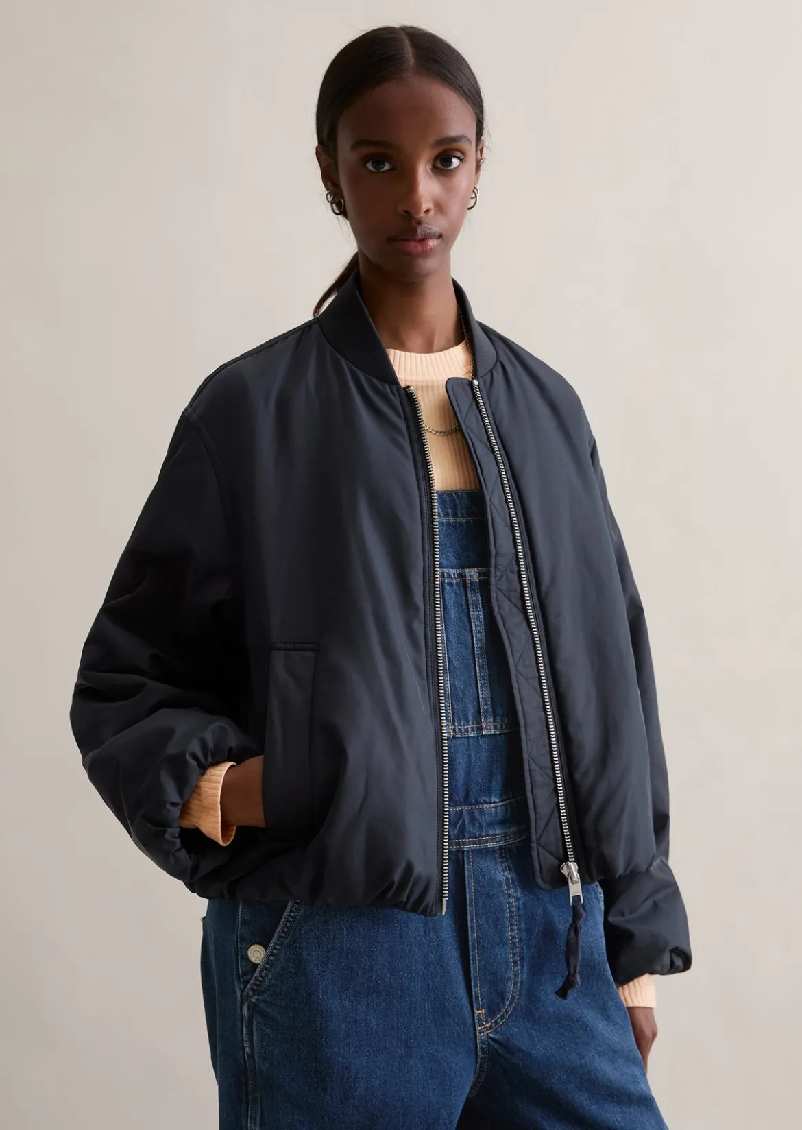 Blouson im Aviator-Stil relaxed cropped aus recyceltem Polyester