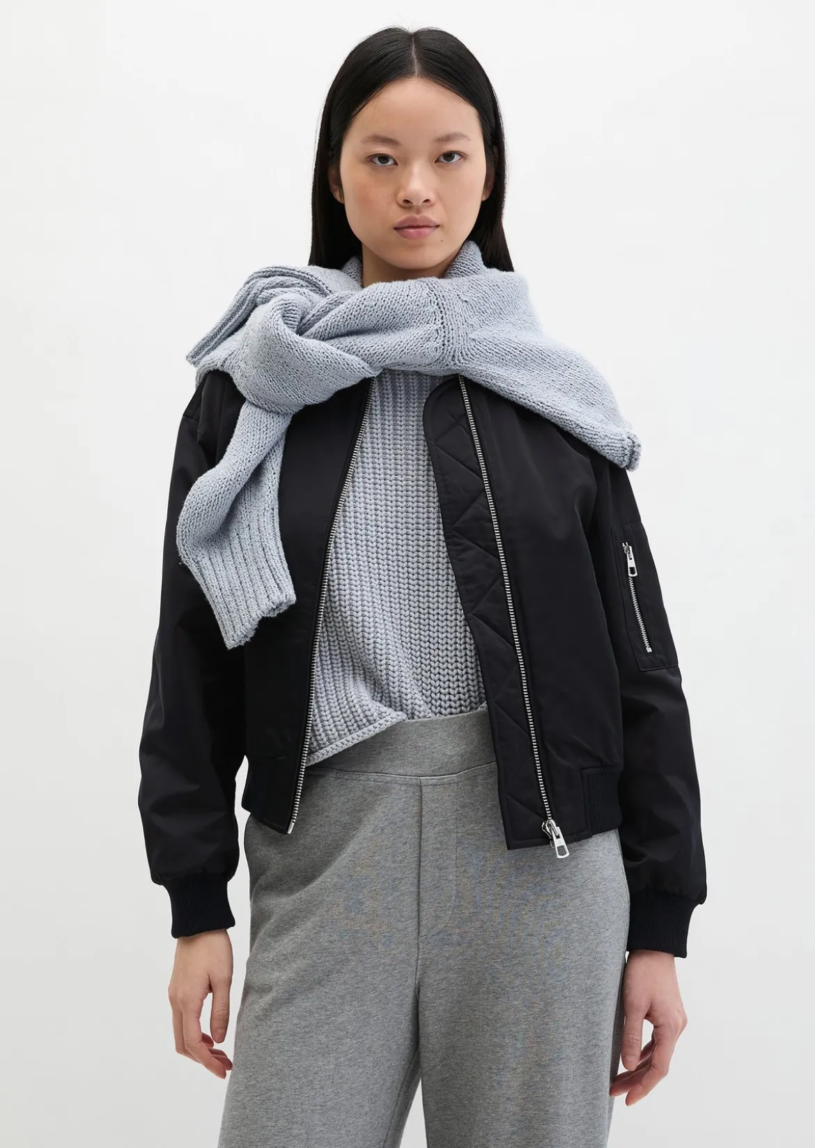 Blouson im Aviator-Stil regular aus recyceltem Shiny-Polyester-Twill