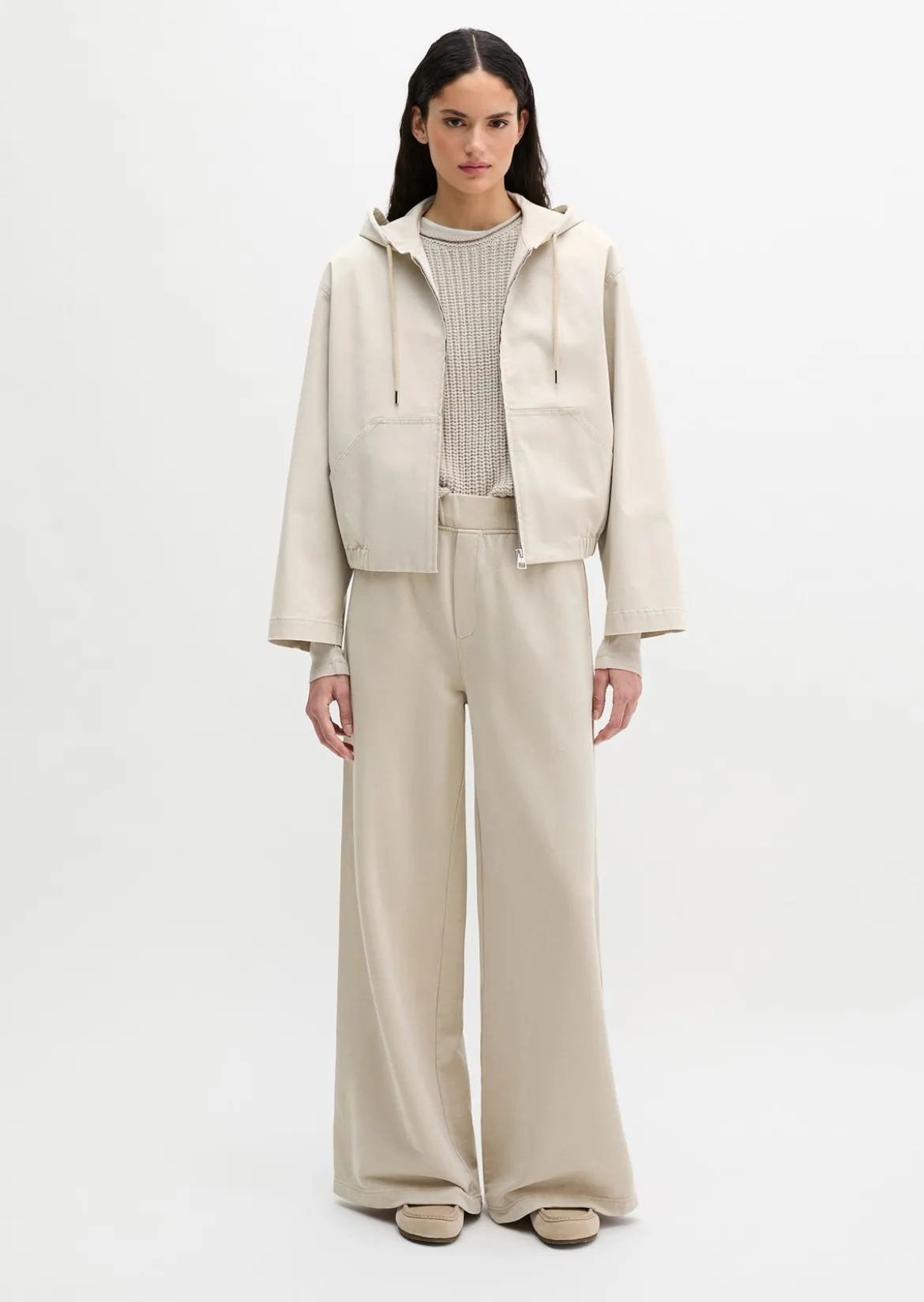Blouson mit Kapuze loose aus Brushed Cotton Twill