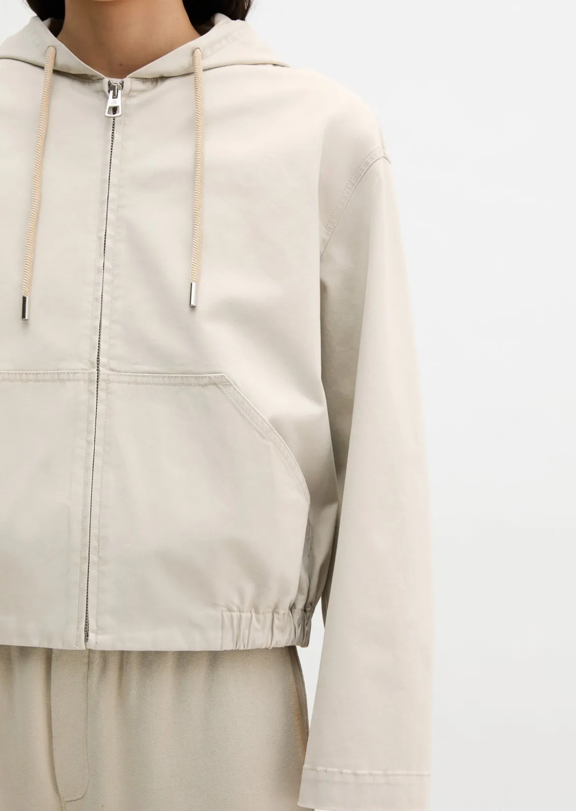 Blouson mit Kapuze loose aus Brushed Cotton Twill