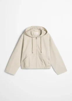 Blouson mit Kapuze loose aus Brushed Cotton Twill