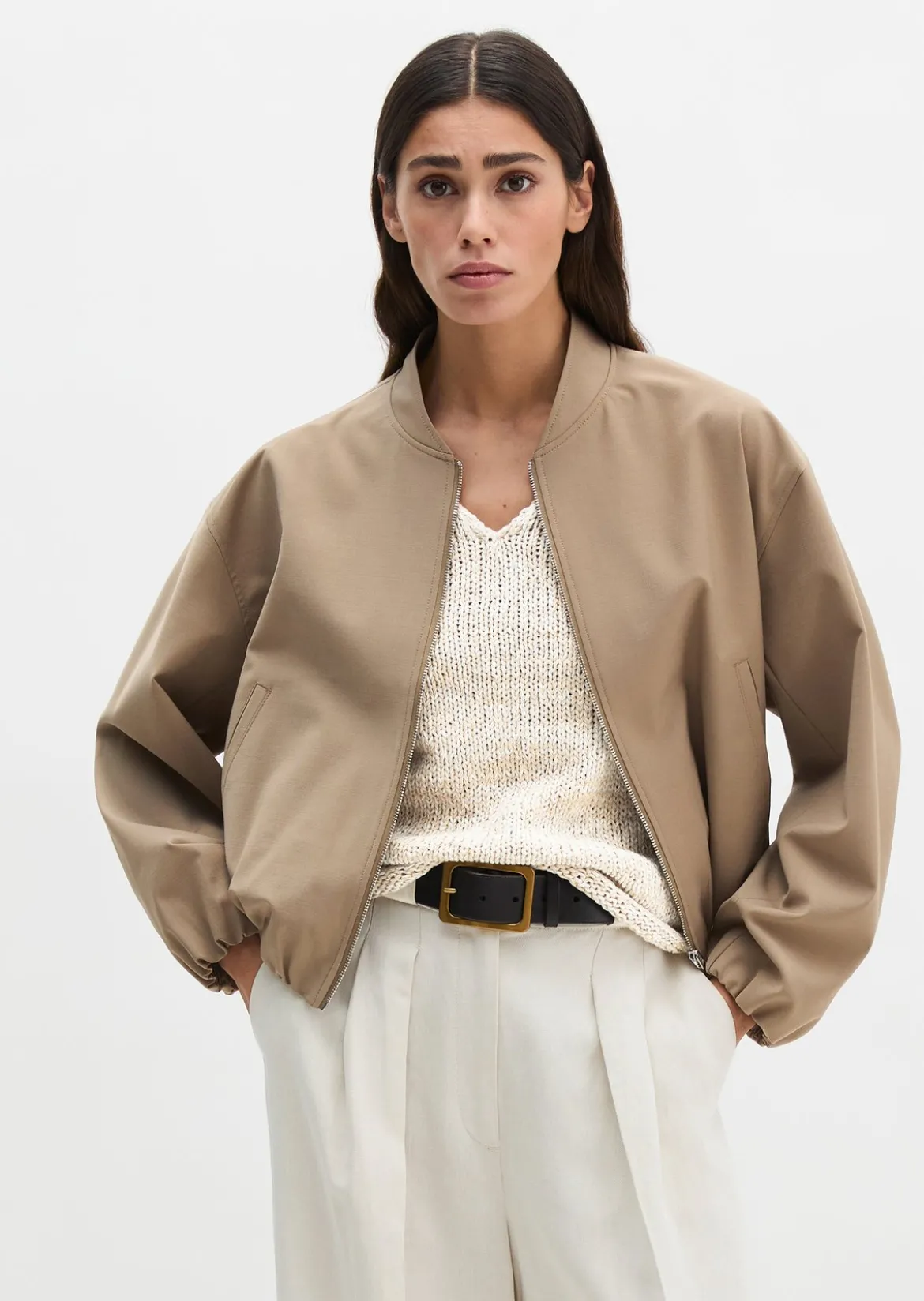 Blouson shaped cropped aus Technical Wool Blend